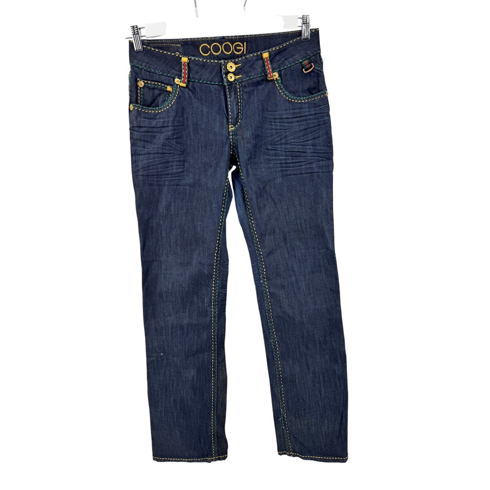 Coogi Jeans Womens 11 \/12 Dark Wash Denim Contrast‎ Stitching Striped Accents